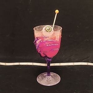 Faux Halloween Wine Glass with Resin Drink / Glow‎ in the Dark Drink w Eyeballs